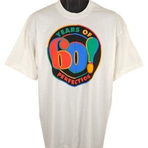 Vintage Birthday T Shirt Mens Size XL White 90s 60 Years Of Perfection USA